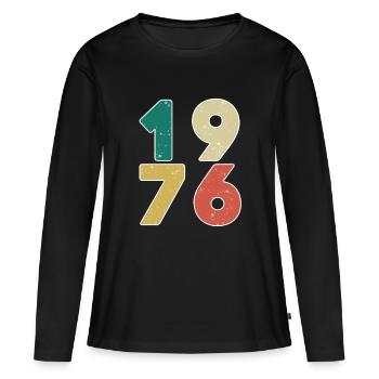 1976 - Né en 1976 - Construit en 1976 - T-shirt manches longues Premium bio Femme - noir - Devant - Julia (174cm)