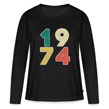 1974 - Né en 1974 - Construit en 1974 - T-shirt manches longues Premium bio Femme - noir - Devant - Julia (174cm)