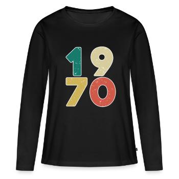 1970 - Jahrgang 1970 - Baujahr 1970 - Frauen Premium Bio Langarmshirt - Schwarz - Vorne - Julia (174cm)