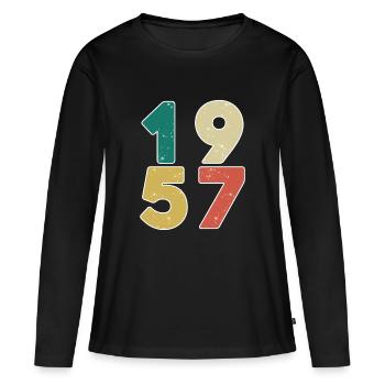 1957 - Année 1957 - Année de construction 1957 - T-shirt manches longues Premium bio Femme - noir - Devant - Julia (174cm)