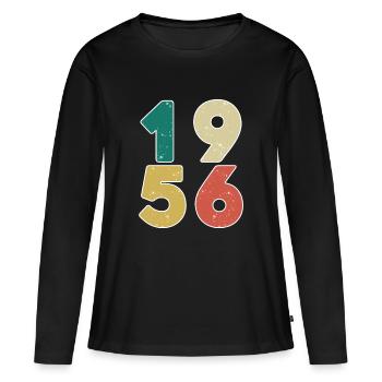 1956 - Jahrgang 1956 - Baujahr 1956 - Frauen Premium Bio Langarmshirt - Schwarz - Vorne - Julia (174cm)