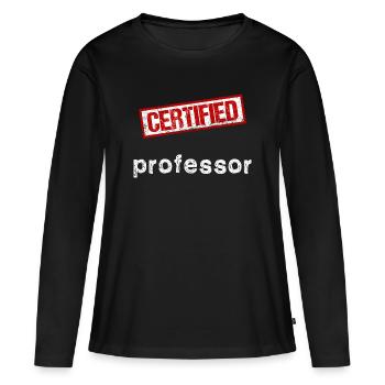 Professor - Frauen Premium Bio Langarmshirt - Schwarz - Vorne - Julia (174cm)