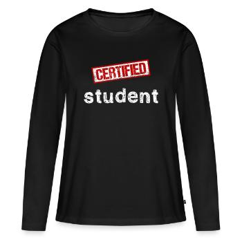 Student - Frauen Premium Bio Langarmshirt - Schwarz - Vorne - Julia (174cm)