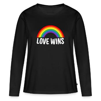 L’amour gagne - T-shirt manches longues Premium bio Femme - noir - Devant - Julia (174cm)
