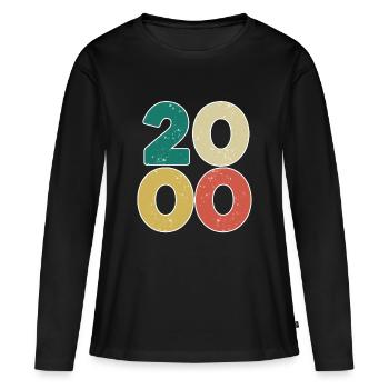 2000 - Jahrgang 2000 - Baujahr 2000 - Frauen Premium Bio Langarmshirt - Schwarz - Vorne - Julia (174cm)