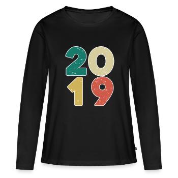 2019 - Jahrgang 2019 - Baujahr 2019 - Frauen Premium Bio Langarmshirt - Schwarz - Vorne - Julia (174cm)