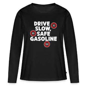 Déclaration de ravitaillement en carburant du stockage d’énergie de la pompe à essence - T-shirt manches longues Premium bio Femme - noir - Devant - Julia (174cm)