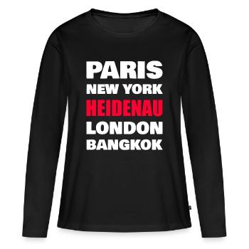 Chemise Heidenau – Petite ville contre métropoles mondiales - T-shirt manches longues Premium bio Femme - noir - Devant - Julia (174cm)