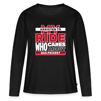 Station-service Gasoline Statement Energy Power Drive - T-shirt manches longues Premium bio Femme - noir - Devant - Julia (174cm)