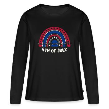 4 juillet, jour de l’indépendance - T-shirt manches longues Premium bio Femme - noir - Devant - Julia (174cm)