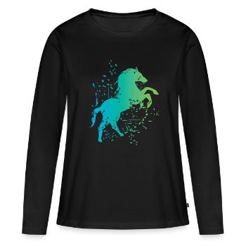 Pferd Illustration Explosion Kunst Symbol icon - Frauen Premium Bio Langarmshirt - Schwarz - Vorne - Julia (174cm)