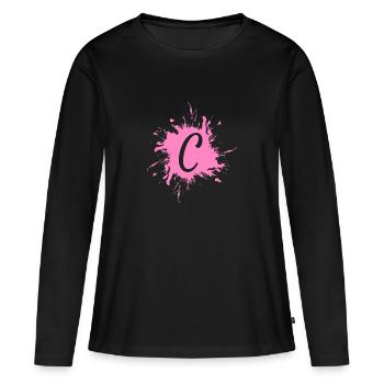 Lettre C - initiale lettre C - T-shirt manches longues Premium bio Femme - noir - Devant - Julia (174cm)