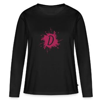 Lettre D - lettre initiale D - T-shirt manches longues Premium bio Femme - noir - Devant - Julia (174cm)