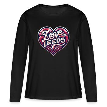 J’adore Leeds - T-shirt manches longues Premium bio Femme - noir - Devant - Julia (174cm)