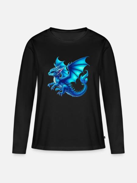 Drache - Frauen Premium Bio Langarmshirt - Schwarz