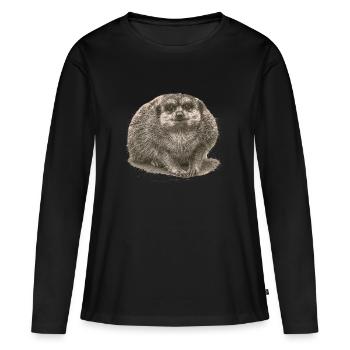 Suricate assis dans le sable - T-shirt manches longues Premium bio Femme - noir - Devant - Julia (174cm)
