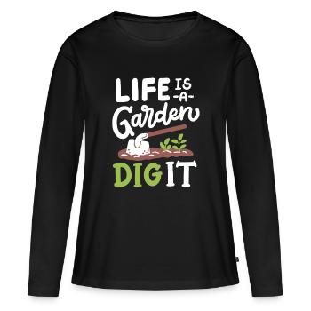 Garten Gartenarbeit - Frauen Premium Bio Langarmshirt - Schwarz - Vorne - Julia (174cm)