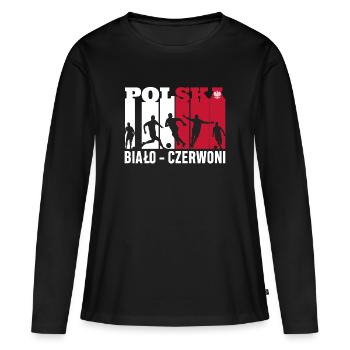 Polnischer Fußball - Frauen Premium Bio Langarmshirt - Schwarz - Vorne - Julia (174cm)