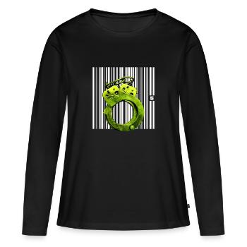 SPOT - STATUS - Frauen Premium Bio Langarmshirt - Schwarz - Vorne - Julia (174cm)