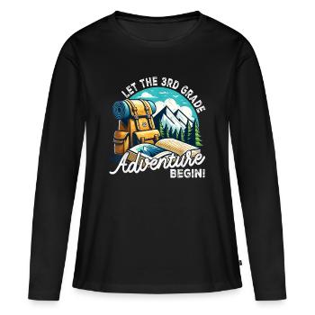 L’aventure de la troisième année commence - T-shirt manches longues Premium bio Femme - noir - Devant - Julia (174cm)