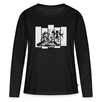 Moto de course moto piste de course symbole vélo de course - T-shirt manches longues Premium bio Femme - noir - Devant - Julia (174cm)