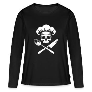 chef pirate cuisinier - T-shirt manches longues Premium bio Femme - noir - Devant - Julia (174cm)