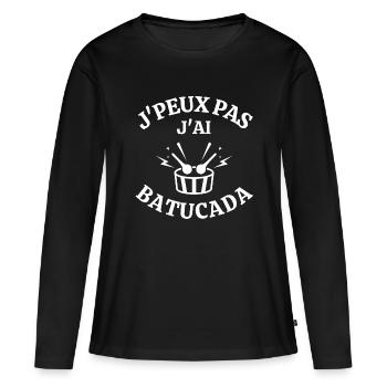 batucada, percussion, samba - T-shirt manches longues Premium bio Femme - noir - Devant - Julia (174cm)