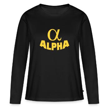 ALPHA - Frauen Premium Bio Langarmshirt - Schwarz - Vorne - Julia (174cm)