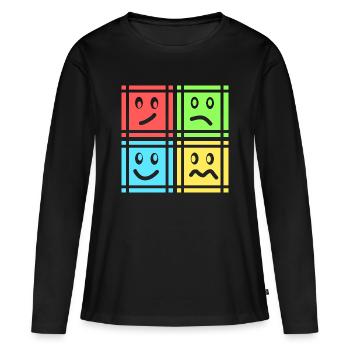 Motifs géométriques - T-shirt manches longues Premium bio Femme - noir - Devant - Julia (174cm)