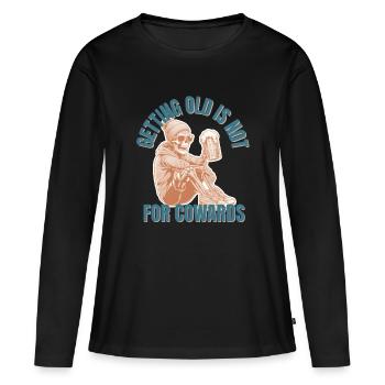 Vieillir n’est pas pour les lâches - T-shirt manches longues Premium bio Femme - noir - Devant - Julia (174cm)