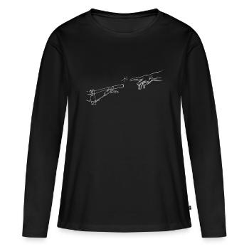 Création de la version cycliste Adam - T-shirt manches longues Premium bio Femme - noir - Devant - Julia (174cm)