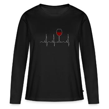 Verre rempli d’impulsions - T-shirt manches longues Premium bio Femme - noir - Devant - Julia (174cm)
