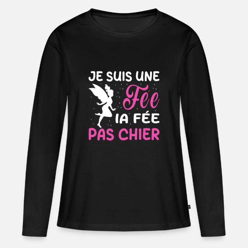 Ich bin eine Fee, die Fee, nicht Scheiße - Frauen Premium Bio Langarmshirt - Schwarz
