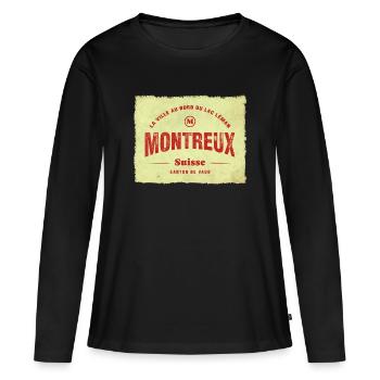 Timbre de la ville vintage de Montreux - T-shirt manches longues Premium bio Femme - noir - Devant - Julia (174cm)
