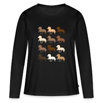 Islandpferd - Frauen Premium Bio Langarmshirt - Schwarz - Vorne - Julia (174cm)