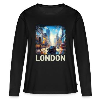 Londres - T-shirt manches longues Premium bio Femme - noir - Devant - Julia (174cm)