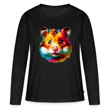 Hamster - T-shirt manches longues Premium bio Femme - noir - Devant - Julia (174cm)