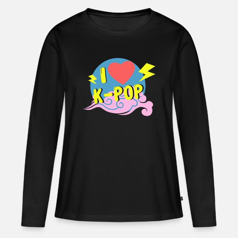 Ich liebe Kpop - Frauen Premium Bio Langarmshirt - Schwarz