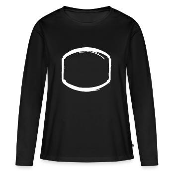 Cadre ovale blanc - T-shirt manches longues Premium bio Femme - noir - Devant - Julia (174cm)