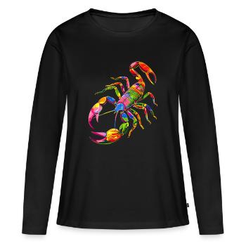 Scorpion Arachnides Scorpion Drôles de scorpions - T-shirt manches longues Premium bio Femme - noir - Devant - Julia (174cm)