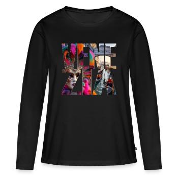 VENISE - T-shirt manches longues Premium bio Femme - noir - Devant - Julia (174cm)