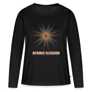 geometrical form ATOMIC ILLUSION - Frauen Premium Bio Langarmshirt - Schwarz - Vorne - Julia (174cm)