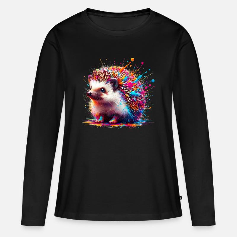 Igel - Frauen Premium Bio Langarmshirt - Schwarz