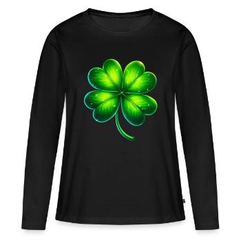 Trèfle à quatre feuilles - T-shirt manches longues Premium bio Femme - noir - Devant - Julia (174cm)
