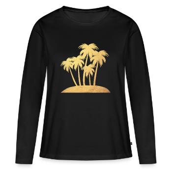 Palm Island Gold Vacation Luxe Mers du Sud Prêt pour les vacances - T-shirt manches longues Premium bio Femme - noir - Devant - Julia (174cm)
