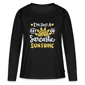 Sarkastischer Humor Sarkasmus - Frauen Premium Bio Langarmshirt - Schwarz - Vorne - Julia (174cm)