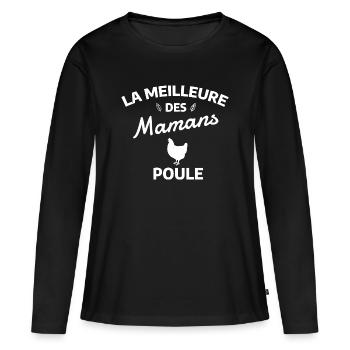 Retro Huhn Mama Humor - Frauen Premium Bio Langarmshirt - Schwarz - Vorne - Julia (174cm)