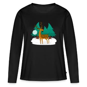 Discothèque Hirsch - T-shirt manches longues Premium bio Femme - noir - Devant - Julia (174cm)