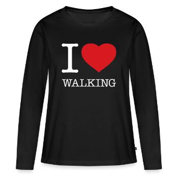 J’ADORE MARCHER - T-shirt manches longues Premium bio Femme - noir - Devant - Julia (174cm)