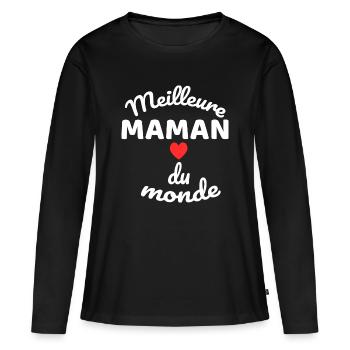 Heart Mom of the World in White Script - Women's Premium Organic Long Sleeve Shirt - black - Front - Julia (174cm)